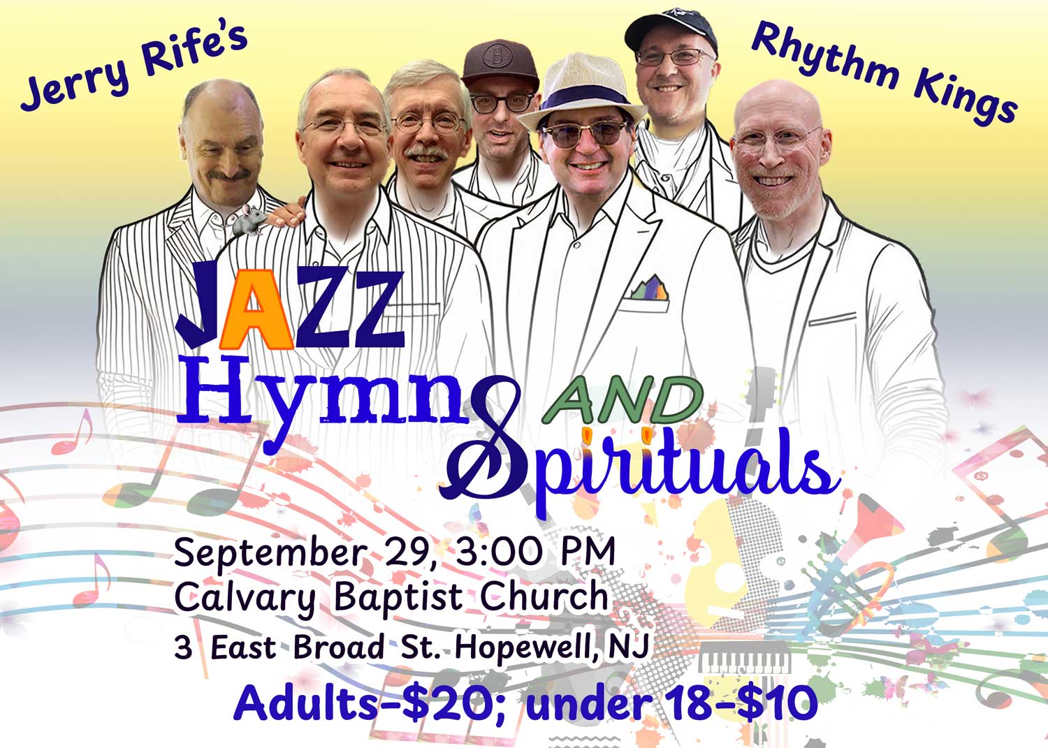 Jerry Rife's Rhythm Kings play Jazz Hymns & Spirituals on Sunday, Sept 29 @ 3 PM